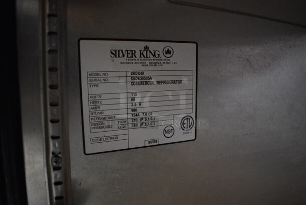 NICE! Silver King Model SKDC48 Stainless Steel Commercial Countertop Cooler Merchandiser w/ 2 Rear Sliding Doors. 115 Volts, 1 Phase. 48x23x26. Tested and Working! - Image 6 of 7