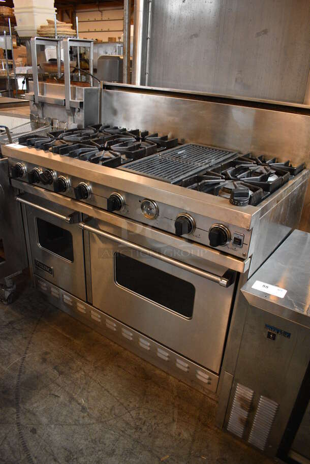 GREAT! Viking Professional Stainless Steel Commercial Gas Powered 6 Burner Range w/ Center Grates and 2 Lower Ovens. 48x27x47 - Image 2 of 8