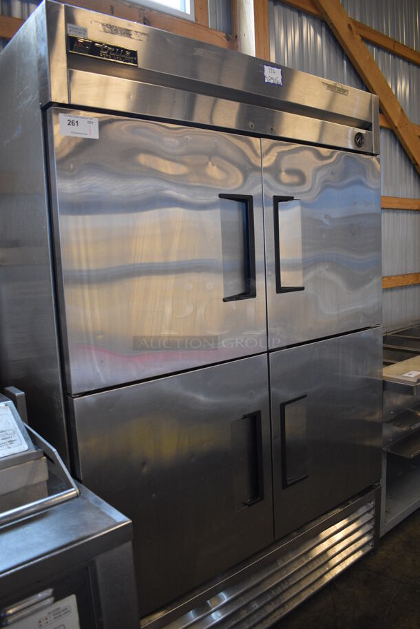 SWEET! True Model T-49-4 Stainless Steel Commercial 4 Half Size Door Reach In Cooler w/ Poly Coated Racks on Commercial Casters. 115 Volts, 1 Phase. 54x30x83. Tested and Working! - Image 3 of 6