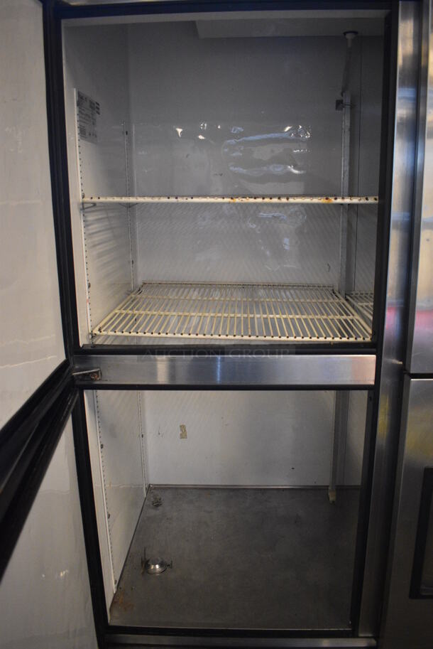 SWEET! True Model T-49-4 Stainless Steel Commercial 4 Half Size Door Reach In Cooler w/ Poly Coated Racks on Commercial Casters. 115 Volts, 1 Phase. 54x30x83. Tested and Working! - Image 4 of 6