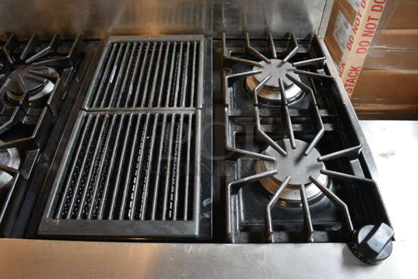 GREAT! Viking Professional Stainless Steel Commercial Gas Powered 6 Burner Range w/ Center Grates and 2 Lower Ovens. 48x27x47 - Image 4 of 8