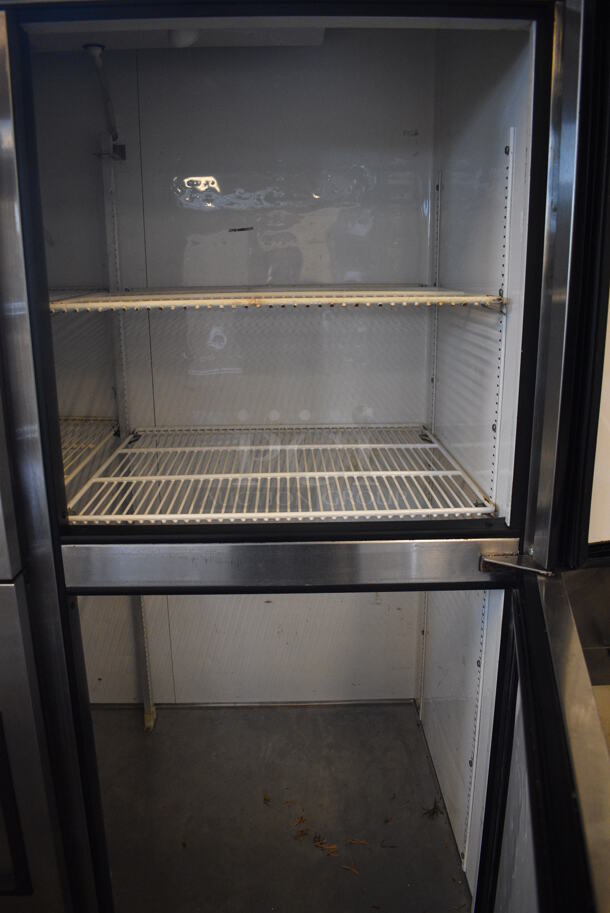 SWEET! True Model T-49-4 Stainless Steel Commercial 4 Half Size Door Reach In Cooler w/ Poly Coated Racks on Commercial Casters. 115 Volts, 1 Phase. 54x30x83. Tested and Working! - Image 6 of 6