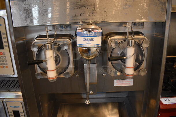FANTASTIC! Taylor Model 342D-27 Stainless Steel Commercial Floor Style Air Cooled 2 Flavor Frozen Beverage Machine w/ Drink Mixing Attachment on Commercial Casters. 208-230 Volts, 1 Phase. 26x32x62 - Image 4 of 6