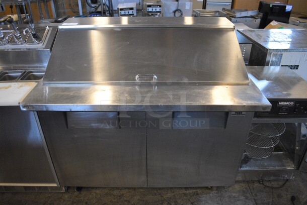 GREAT! True Model QA-48-18M-B Stainless Steel Commercial Sandwich Salad Prep Table Bain Marie Mega Top on Commercial Casters. 115 Volts, 1 Phase. 48x34x46. Tested and Powers On But Does Not Get Cold