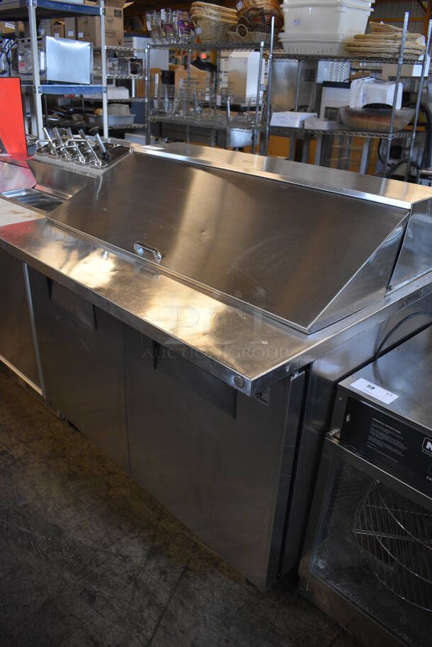 GREAT! True Model QA-48-18M-B Stainless Steel Commercial Sandwich Salad Prep Table Bain Marie Mega Top on Commercial Casters. 115 Volts, 1 Phase. 48x34x46. Tested and Powers On But Does Not Get Cold - Image 2 of 7