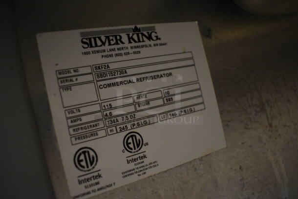 GREAT! Silver King Model SKF2A Stainless Steel Commercial Cooler w/ Bar Topping Rail, 5 Drop Ins w/ Pumps, 4 Drop In Bins and Cutting Board. 115 Volts, 1 Phase. 27x32x44. Tested and Powers On But Does Not Get Cold - Image 6 of 6