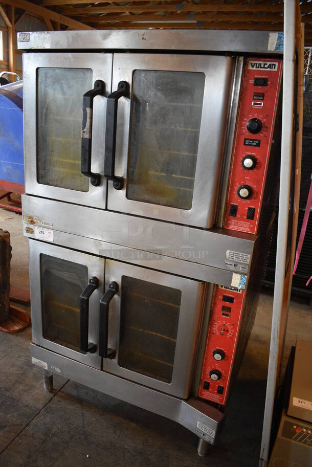 2 BEAUTIFUL! Vulcan ENERGY STAR Stainless Steel Commercial Gas Powered Full Size Convection Ovens w/ View Through Doors, Metal Oven Racks and Thermostatic Controls. 40x40x70. 2 Times Your Bid! - Image 2 of 9