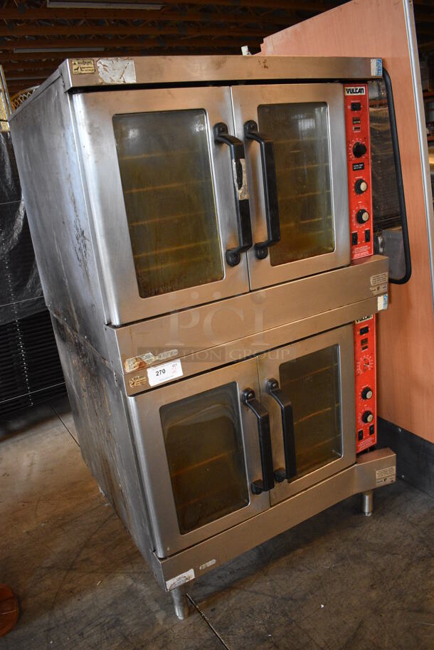 2 BEAUTIFUL! Vulcan ENERGY STAR Stainless Steel Commercial Gas Powered Full Size Convection Ovens w/ View Through Doors, Metal Oven Racks and Thermostatic Controls. 40x40x70. 2 Times Your Bid! - Image 3 of 9