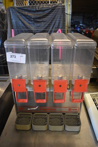 WOW! Ugolini Model Arctic Compact 8/4 UL Stainless Steel Commercial Countertop 4 Hopper Slushie Machine w/ Drip Trays. 115 Volts, 1 Phase. 19.5x16x24. Tested and Working!