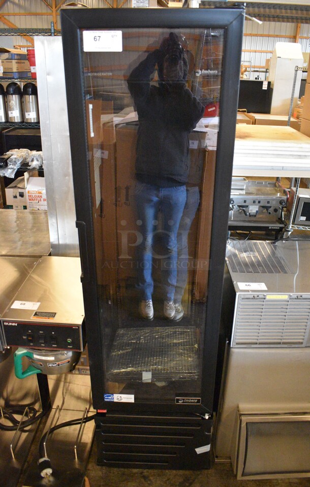 NICE! Imbera Model VR08 R2 ENERGY STAR Metal Commercial Single Door Reach In Cooler Merchandiser. 115 Volts, 1 Phase. 19x20x71. Tested and Powers On But Does Not Get Cold - Image 1 of 7