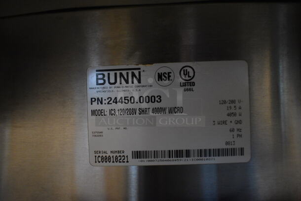 NICE! 2013 Bunn Model IC3 Stainless Steel Commercial Countertop Iced Tea Machine w/ Poly Brew Basket. 120/208 Volts, 1 Phase. 12x24x32 - Image 4 of 4