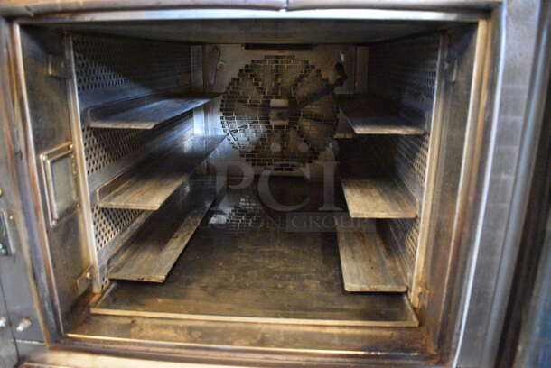 BEAUTIFUL! 2012 Belshaw Adamatic Mono Model FG189T-UZ84 Stainless Steel Commercial Electric Powered Convection Oven w/ View Through Door and Stainless Steel Pan Rack on Commercial Casters. 208/220 Volts, 3 Phase. 33x44x48 - Image 5 of 6