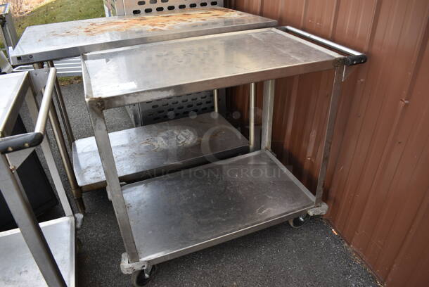 Metal Commercial Cart w/ Undershelf and Push Handle on Commercial Casters. 40x23x36 - Image 2 of 3
