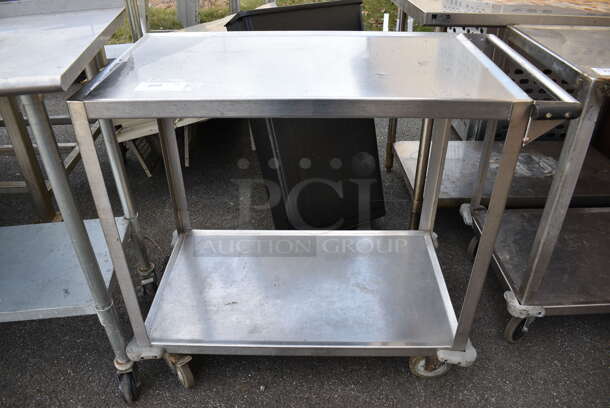 Metal Commercial Cart w/ Undershelf and Push Handle on Commercial Casters. 40x22x36