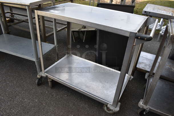 Metal Commercial Cart w/ Undershelf and Push Handle on Commercial Casters. 40x22x36 - Image 2 of 3