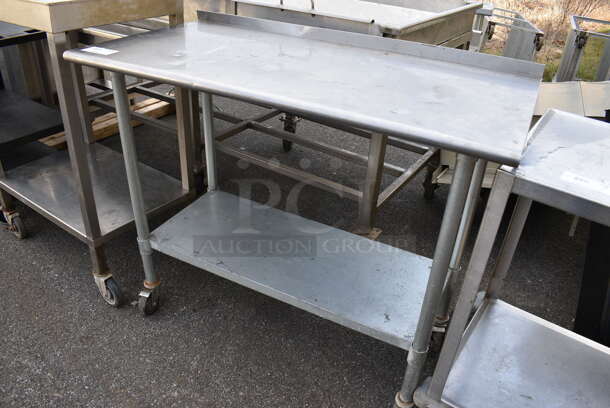 Stainless Steel Commercial Table w/ Metal Undershelf on Commercial Casters. 47.5x24x41 - Image 2 of 3