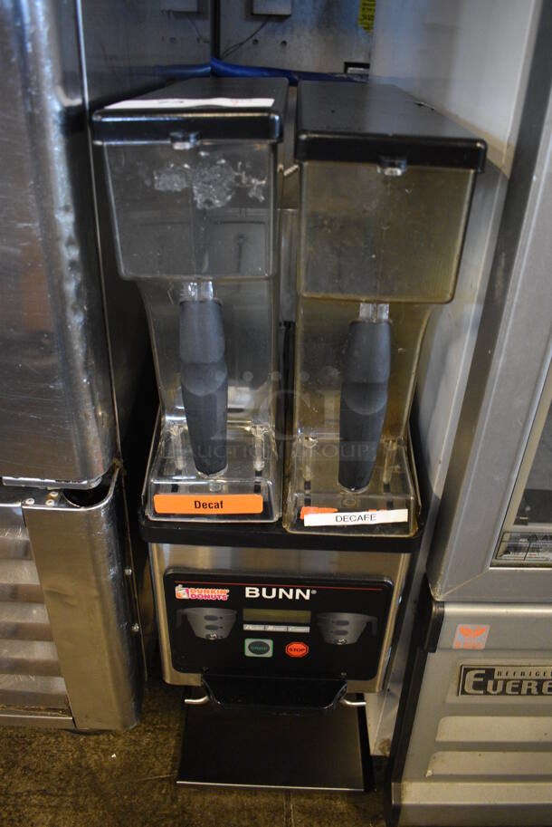 NICE! 2013 Bunn Model MHG Stainless Steel Commercial Countertop 2 Hopper Coffee Bean Grinder. 120 Volts, 1 Phase. 9x16x30. Tested and Working!