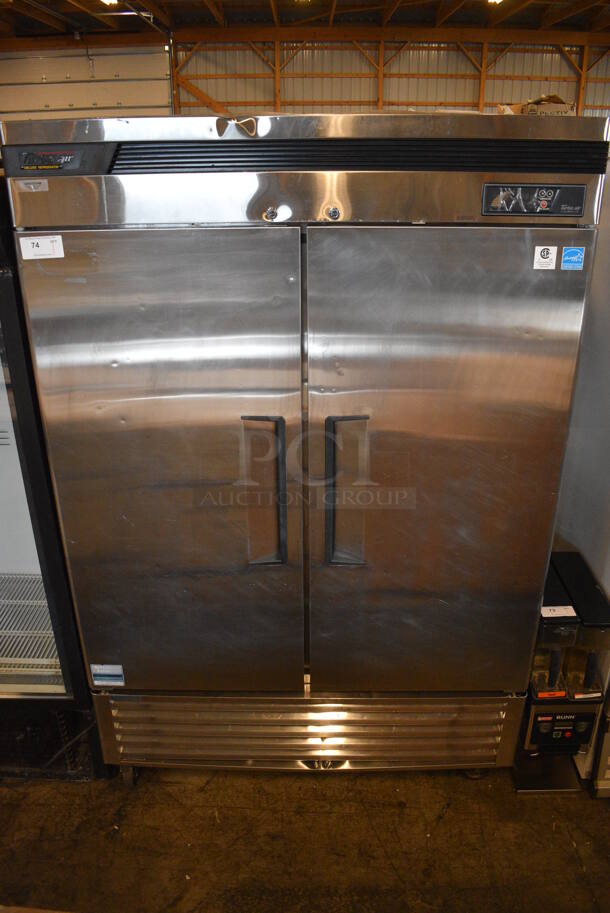 SWEET! Turbo Air Model TSR-49SD ENERGY STAR Stainless Steel Commercial 2 Door Reach In Cooler w/ Metal Racks on Commercial Casters. 115 Volts, 1 Phase. 54x30x83. Tested and Powers On But Does Not Get Cold