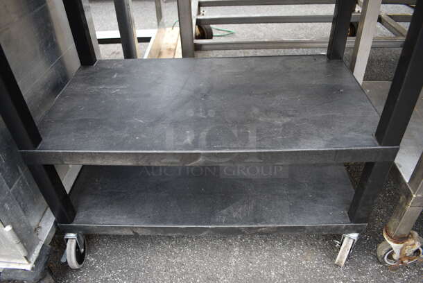 Black Poly Cart w/ Push Handle and 2 Undershelves on Commercial Casters. 35x17.5x34.5 - Image 3 of 3