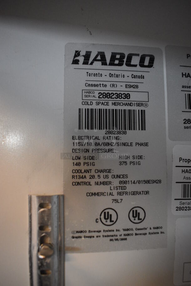 NICE! Habco Model ESM28 Metal Commercial Single Door Reach In Cooler Merchandiser. 115 Volts, 1 Phase. 31x30x72. Tested and Working! - Image 5 of 6