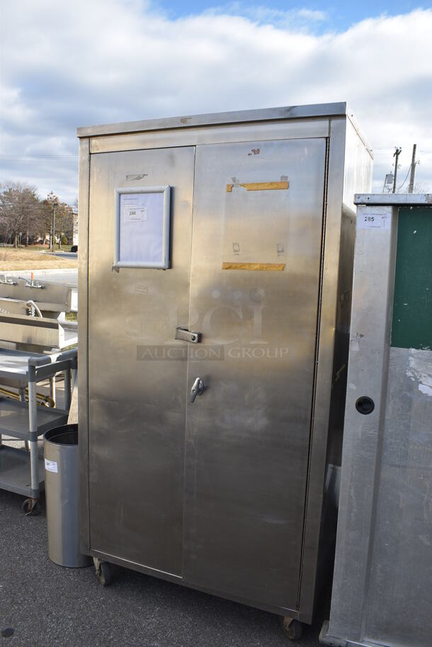 Stainless Steel Commercial 2 Door Cabinet on Commercial Casters. 42x30x79 - Image 2 of 5