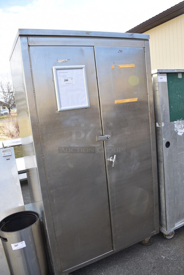 Stainless Steel Commercial 2 Door Cabinet on Commercial Casters. 42x30x79 - Image 3 of 5
