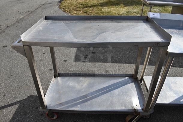 Stainless Steel Cart w/ Push Handle and Undershelf on Commercial Casters. 44x22x39