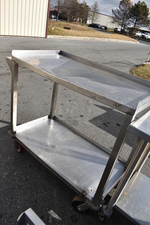 Stainless Steel Cart w/ Push Handle and Undershelf on Commercial Casters. 44x22x39 - Image 2 of 3