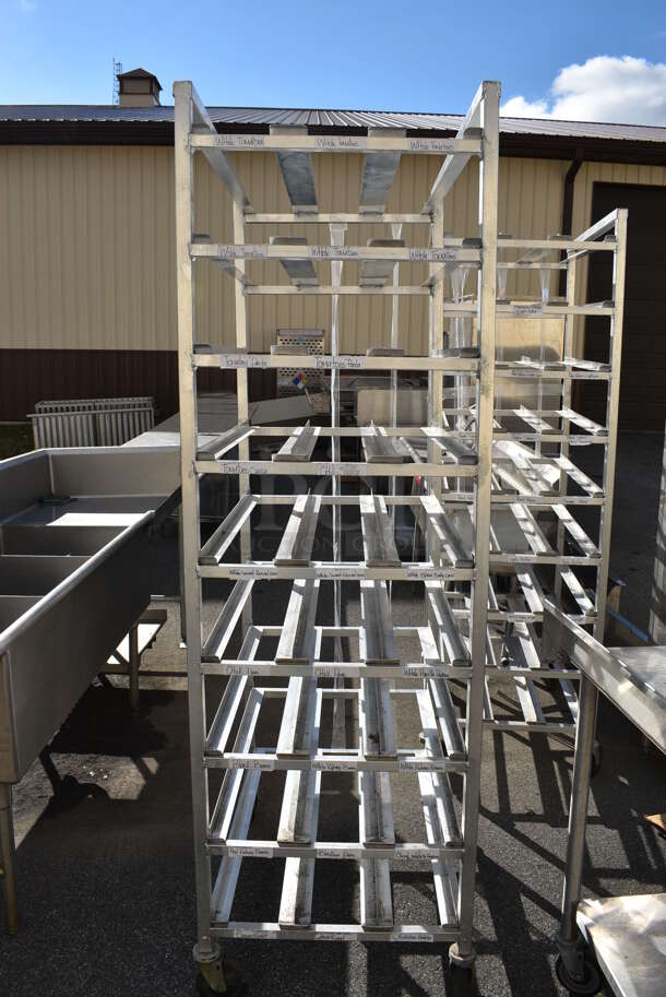 Metal Commercial #10 Can Rack on Commercial Casters. 25.5x35x82