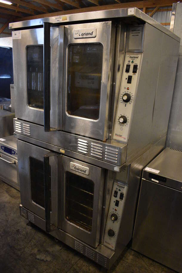 2 GORGEOUS! LATE MODEL Garland Master 200 Model MCO-GS-10S Stainless Steel Commercial Natural Gas Powered Full Size Convection Oven w/ View Through Doors, Metal Oven Racks and Thermostatic Controls. 38x38x70. 2 Times Your Bid!