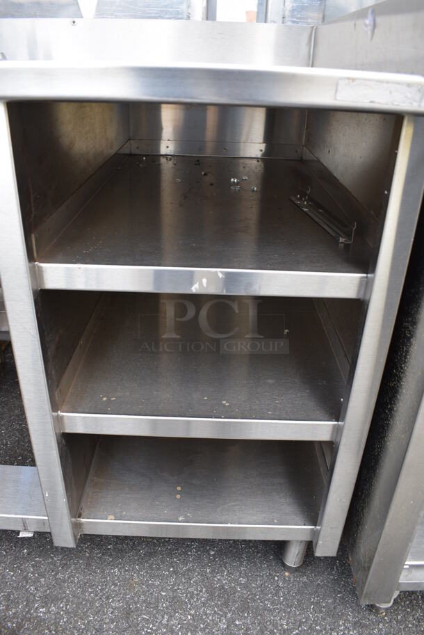 Stainless Steel Commercial Counter w/ Sink Basin, Faucet, Handles, Side/Back Splash Guards and 3 Undershelves. 36x31x38. Bay 10x18x12 - Image 3 of 4