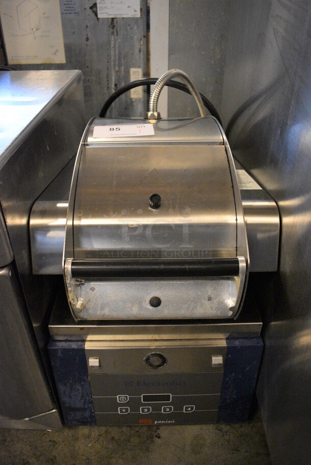 GREAT! 2015 Electrolux Model HSSPAN Stainless Steel Commercial Countertop Electric Powered Panini Press. 208 Volts, 1 Phase. 14x24x20. Cannot Test Due To Plug Style