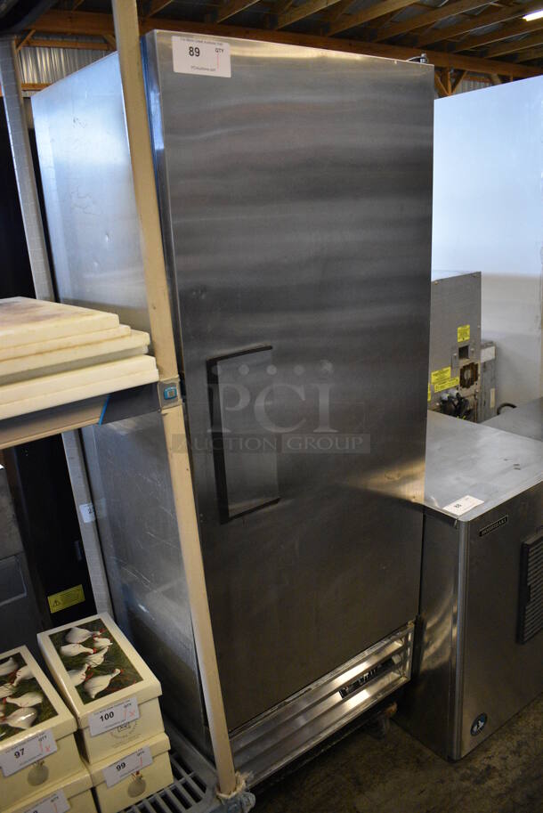NICE! True Model T-12 Stainless Steel Commercial Single Door Reach In Cooler on Commercial Casters. 115 Volts, 1 Phase. 25x23x70. Tested and Powers On But Does Not Get Cold - Image 2 of 5