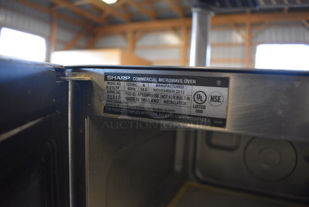 2012 Sharp Model R-21LTF Stainless Steel Commercial Countertop Microwave Oven. 120 Volts, 1 Phase. 20.5x17x12 - Image 4 of 4