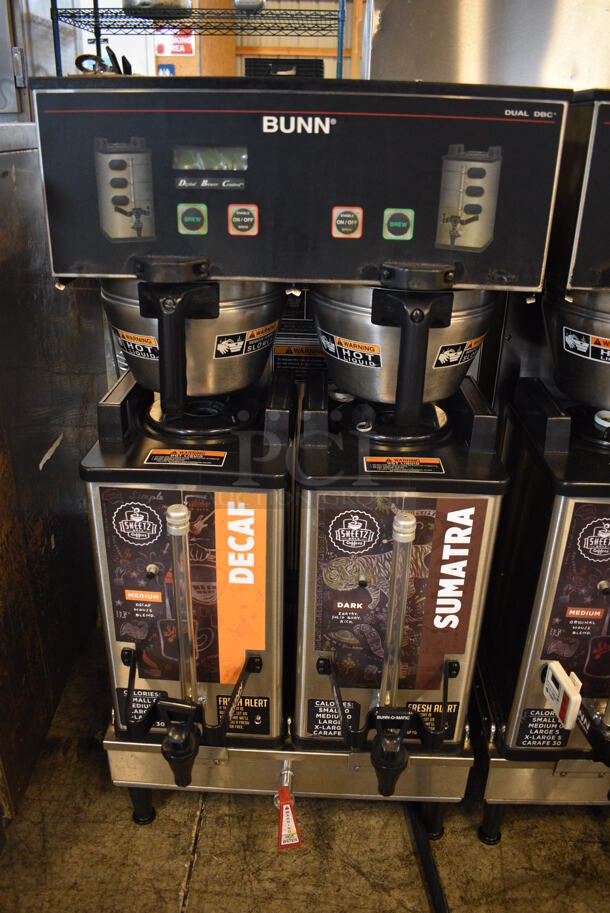 GREAT! 2012 Bunn Model DUAL SH DBC Stainless Steel Commercial Countertop Dual Coffee Machine w/ Hot Water Dispenser, 2 Bunn Model SH SERVER Satellite Servers and 2 Metal Brew Baskets. 120/208-240 Volts, 1 Phase. 18x23x36. Tested and Working! - Image 4 of 5