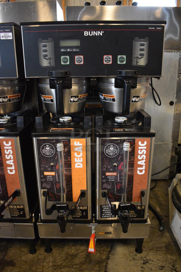 GREAT! 2016 Bunn Model DUAL SH DBC Stainless Steel Commercial Countertop Dual Coffee Machine w/ Hot Water Dispenser, 2 Bunn Model SH SERVER Satellite Servers and 2 Metal Brew Baskets. 120/208-240 Volts, 1 Phase. 18x23x36. Tested and Working! - Image 4 of 5