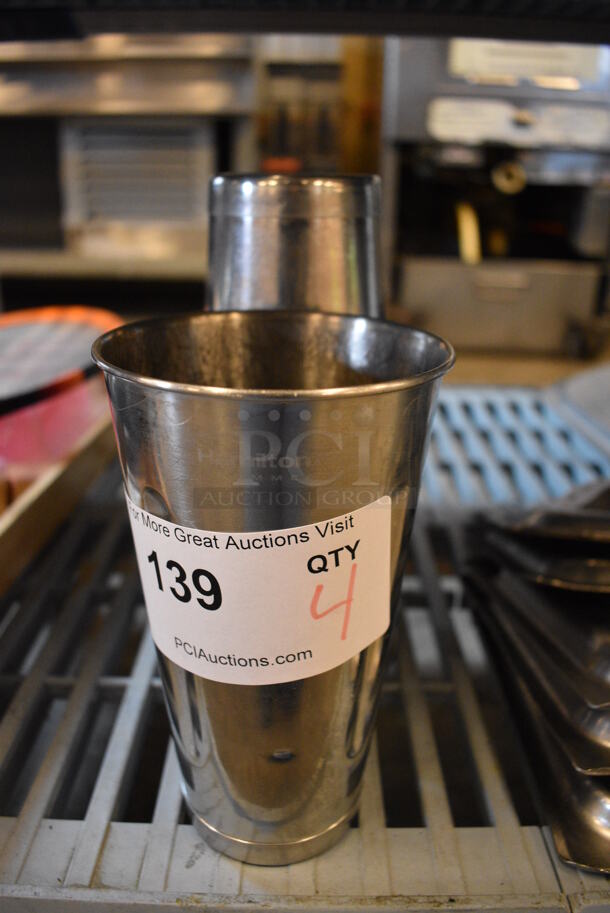4 Stainless Steel Mixing Cups. 4x4x7. 4 Times Your Bid!
