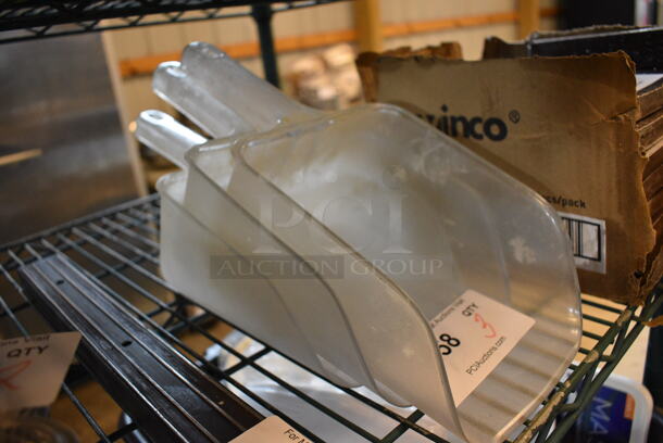 3 Clear Poly Ice Scoops. 6x14x6. 3 Times Your Bid!