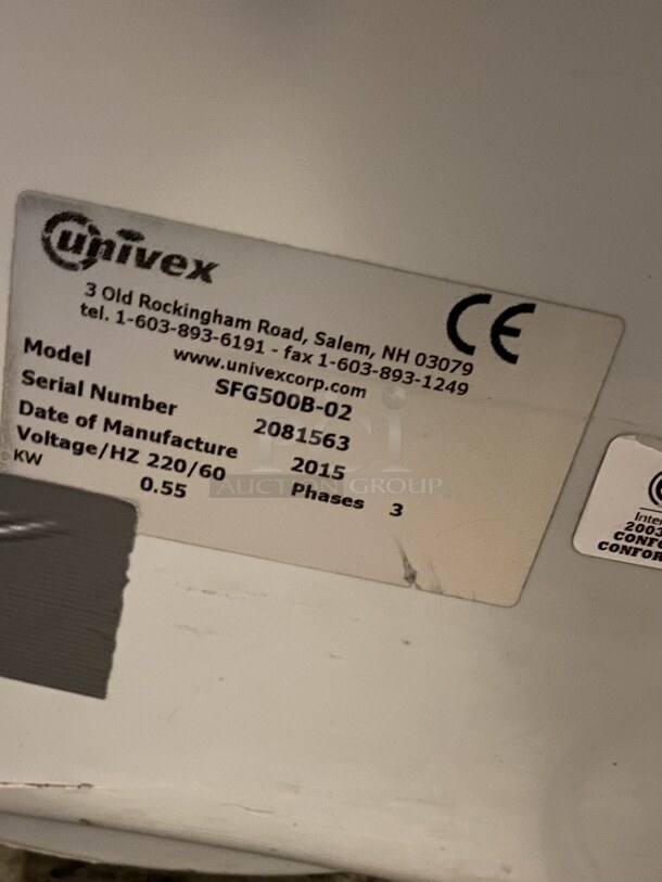 FANTASTIC! 2015 Univex Model SFG500B-02 Metal Commercial Countertop Reversible Dough Sheeter. 220 Volts, 3 Phase. Closed: 30x34x31. Open: 58x34x26 - Image 9 of 9
