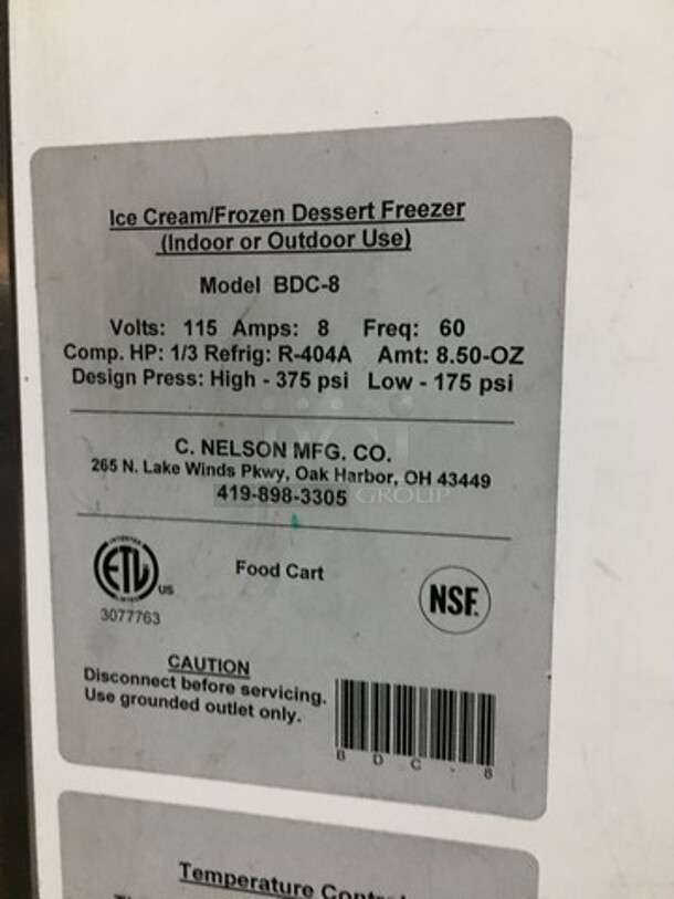 C. Nelson Stainless Steel Commercial Floor Style Flip Top Dipping Cabinet! Model BDC8! 115V! - Image 9 of 11