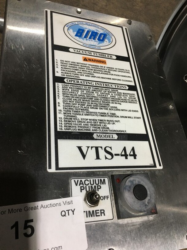 Biro Commercial Countertop Vacuum Tumbler! With 2 Barrels! Model VTS44! - Image 8 of 10
