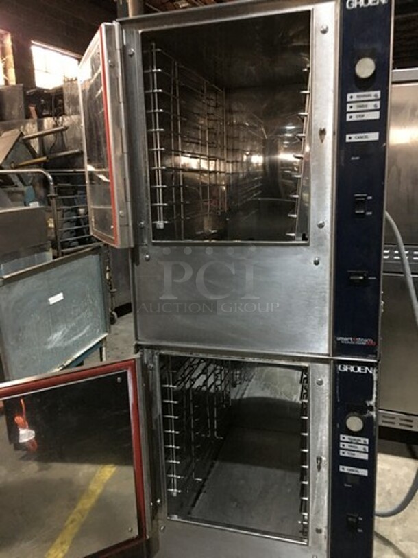 NICE! Groen Smart Steam Commercial Natural Gas Powered Steamer! With Top & Bottom Solid Doors! All Stainless Steel! Model SSB5G Serial J7666ST11! 120V 1Phase! On Commercial Casters! - Image 5 of 10