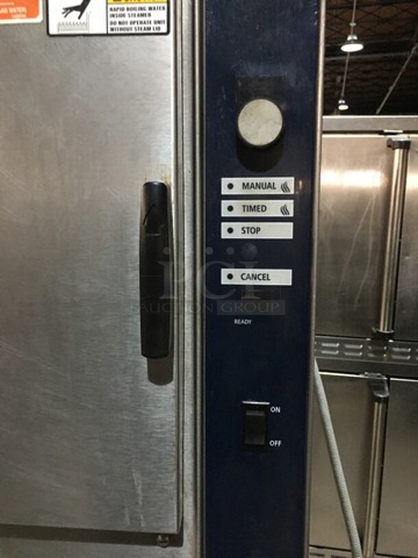 NICE! Groen Smart Steam Commercial Natural Gas Powered Steamer! With Top & Bottom Solid Doors! All Stainless Steel! Model SSB5G Serial J7666ST11! 120V 1Phase! On Commercial Casters! - Image 7 of 10