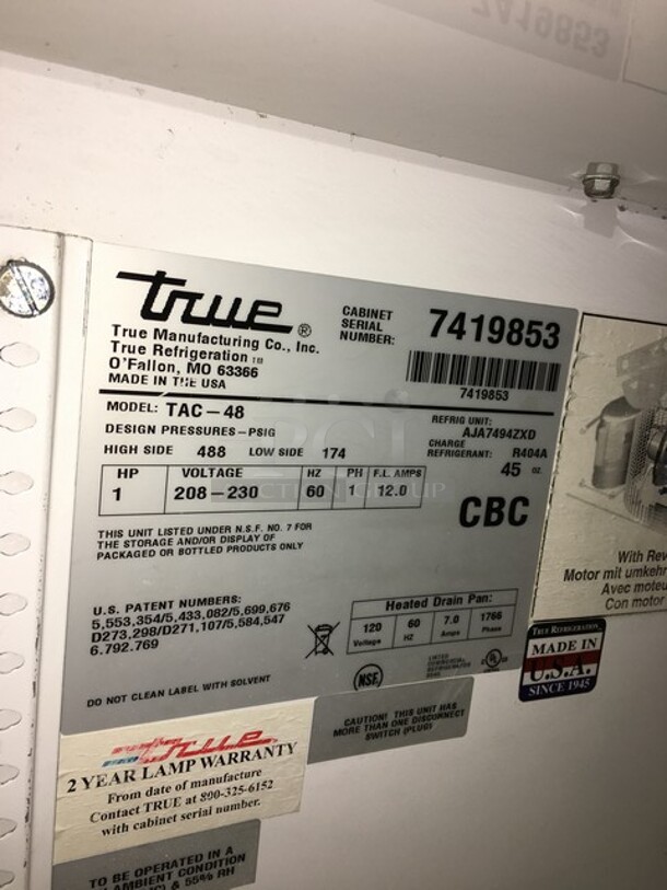 True Refrigerated Open Grab-N-Go Case Merchandiser! Model TAC48 Serial 7419853! 208/230V 1Phase! - Image 6 of 7