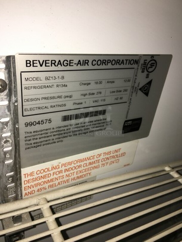 Beverage Air Commercial Refrigerated Grab-N-Go Display Case! Model BZ131B Serial 9904575! 115V 1Phase! - Image 6 of 7