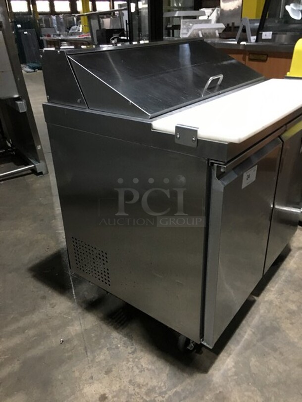 Avantco Commercial Refrigerated Sandwich Prep Table! With 2 Door Underneath Storage Space! With Commercial Cutting Board! All Stainless Steel! Model 178SCL236! 115V! On Casters! - Image 2 of 10