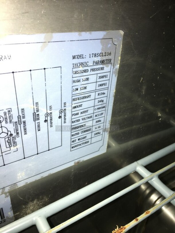 Avantco Commercial Refrigerated Sandwich Prep Table! With 2 Door Underneath Storage Space! With Commercial Cutting Board! All Stainless Steel! Model 178SCL236! 115V! On Casters! - Image 7 of 10