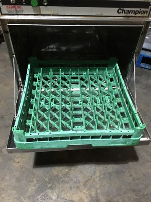 Champion Stainless Steel Under The Counter Commercial Dishwasher! With Dish Rack! Model UHB Serial 80523! 208/220 1 Phase! - Image 5 of 10