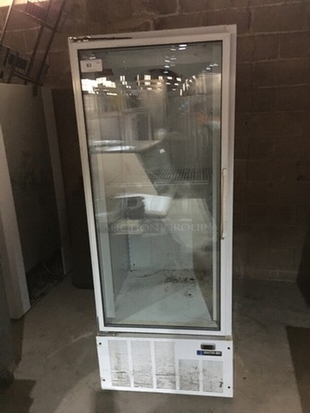Fab! Master Bilt 1 Glass Door Refrigerated Reach In Showcase Merchandiser! With Poly Coated Racks! Model BMG27 Serial 123149NAA01! 115V 1Phase!