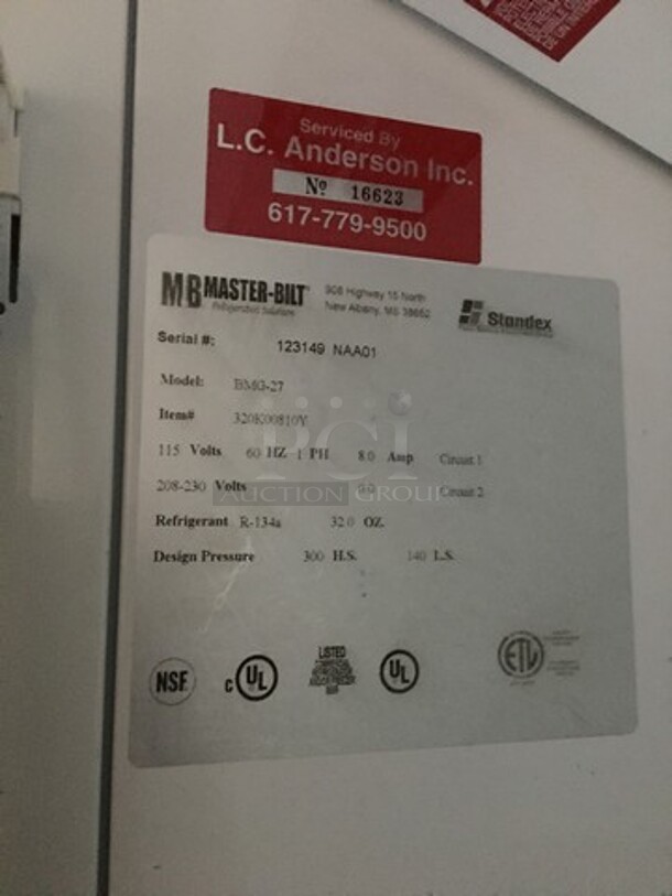 Fab! Master Bilt 1 Glass Door Refrigerated Reach In Showcase Merchandiser! With Poly Coated Racks! Model BMG27 Serial 123149NAA01! 115V 1Phase! - Image 7 of 9